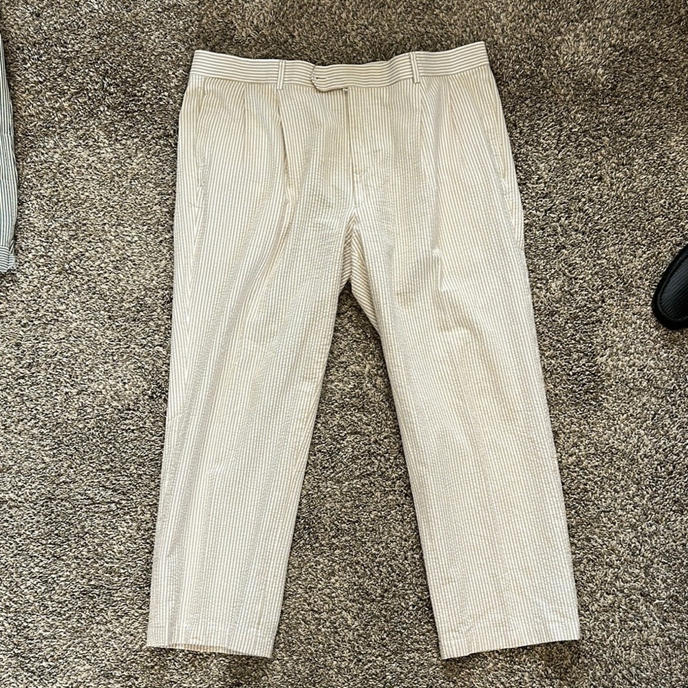 Gray and White Seersucker Pants